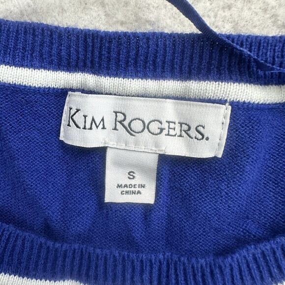 Kim Rogers Christmas Sweater Womens Small S Blue Long Sleeve Pullover Holiday - Picture 10 of 12